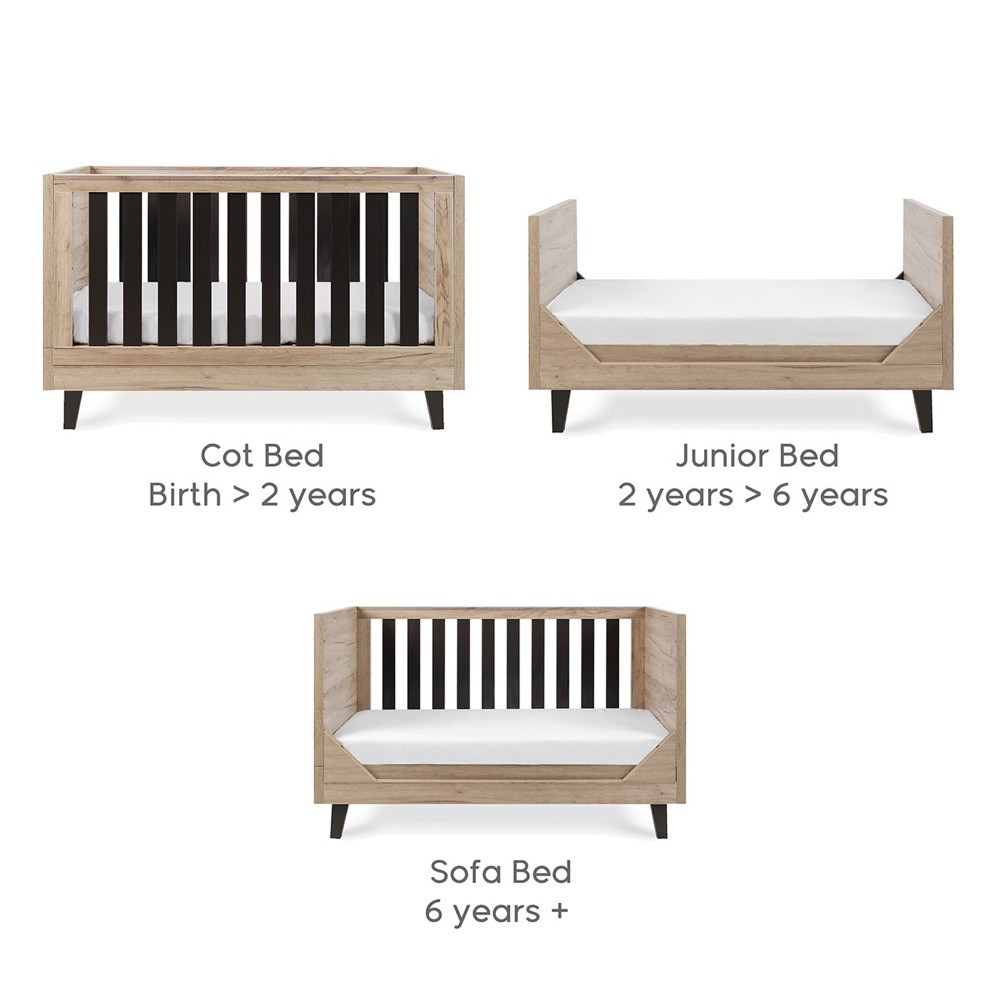 Tutti Bambini Como Cot/Bed Distressed Oak/Slate Grey Cots Baby