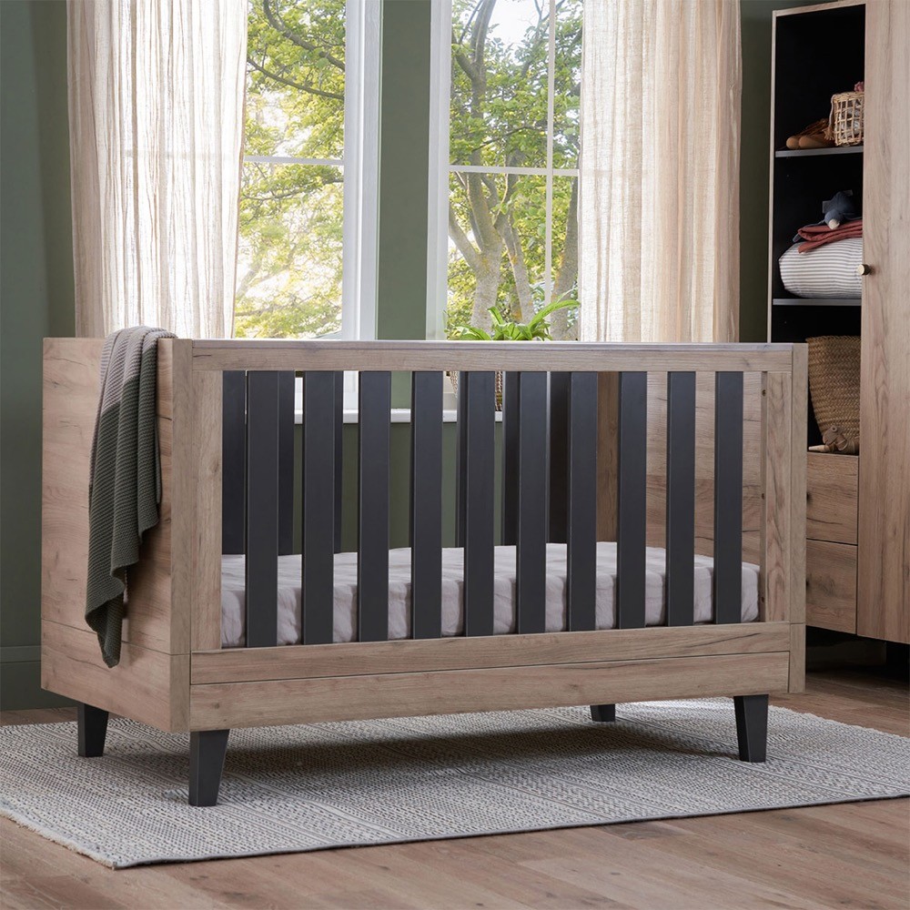 Tutti Bambini Como Cot/Bed Distressed Oak/Slate Grey Cots Baby