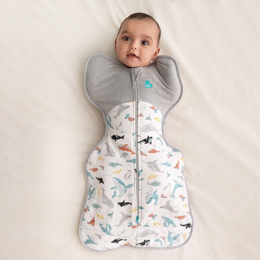 Love to Dream Swaddle Up Designer 2.5 Tog Whales Medium Swaddles