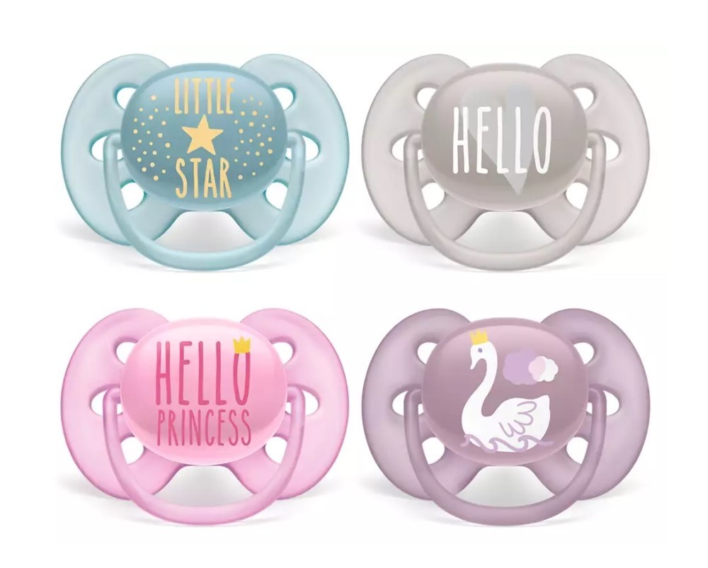 Avent Ultra Soft Soother Deco 618M 2Pk Soothers Baby Bunting AU