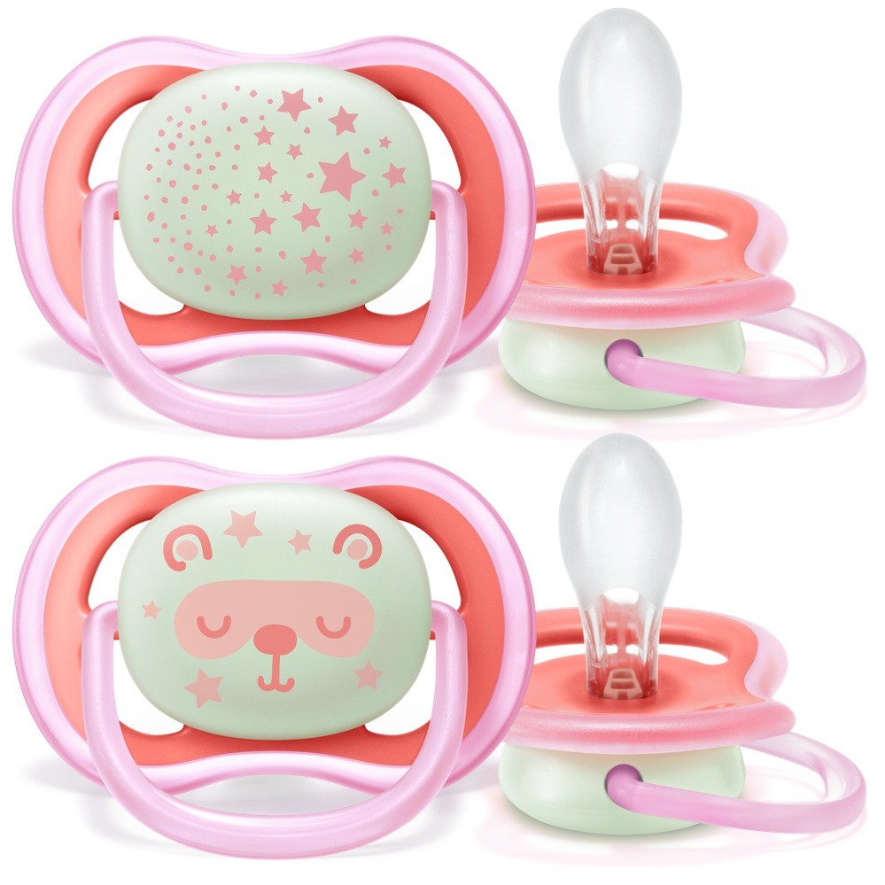 Avent Ultra Air Soother Nighttime 6-18M 2Pk | Soothers | Baby Bunting AU