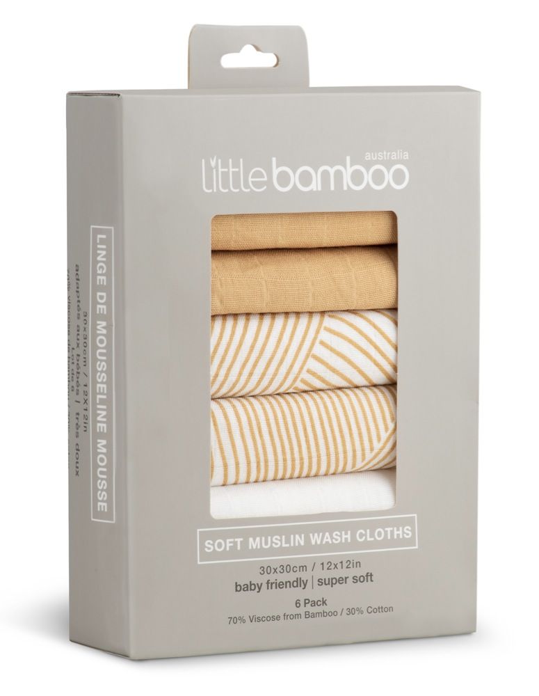 Little Bamboo Muslin Washcloth 6 Pack Marigold Selected