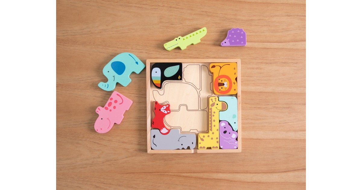 Fat Brain Wooden Animal Block Puzzle Baby Bunting NZ