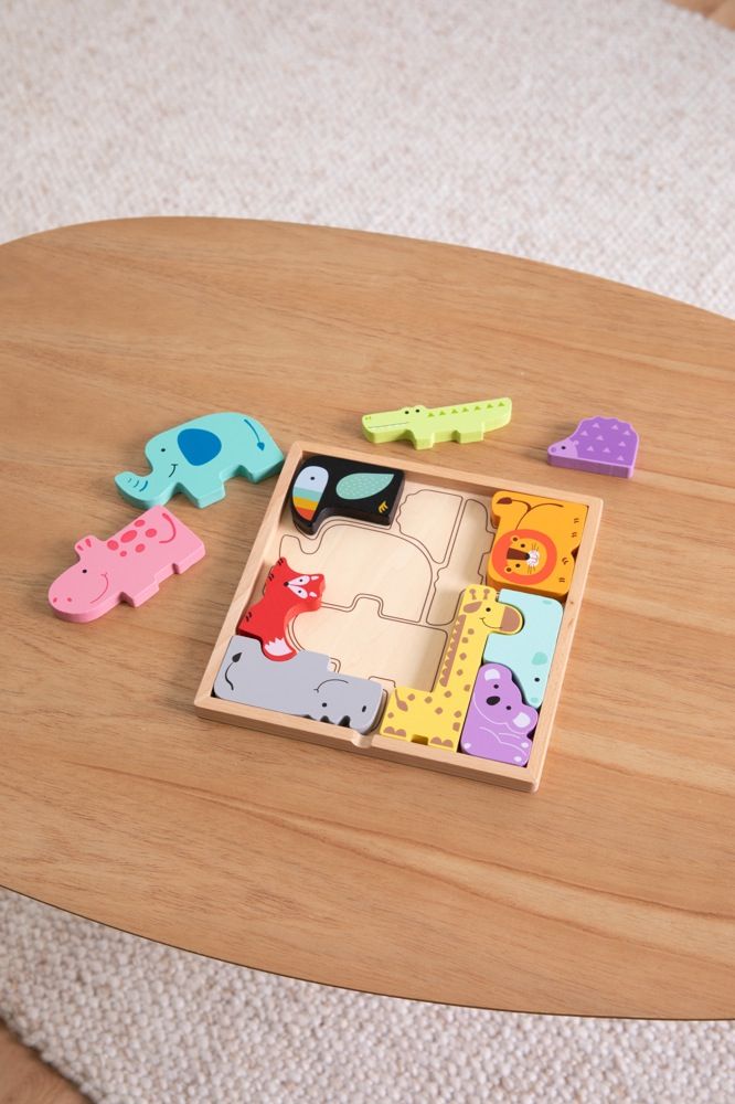 Fat Brain Wooden Animal Block Puzzle | Puzzles | Baby Bunting AU