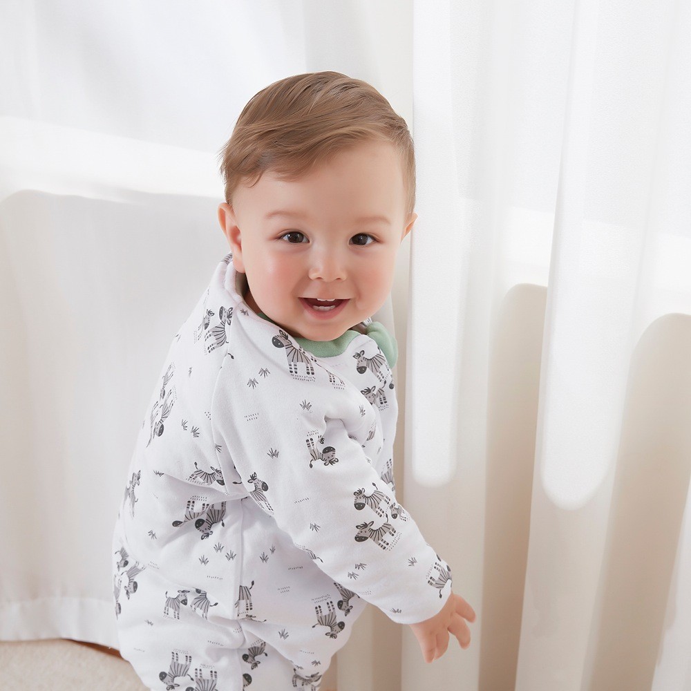 Snugtime Cotton Interlock Long Sleeve Sleep Suit 2.2 Tog Zebra Size 0