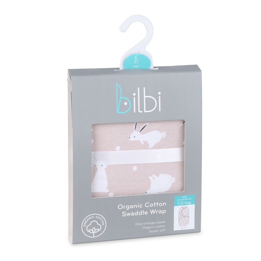 Bilbi Swaddle Wrap 1.0 Tog Bunnies Blush Size 03 Months Baby Bunting AU