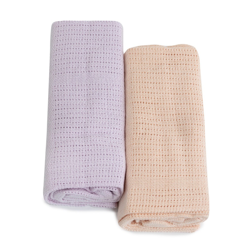 Bubba Nordic Cell Blanket Peach Lilac 2 Pack Baby Bunting AU