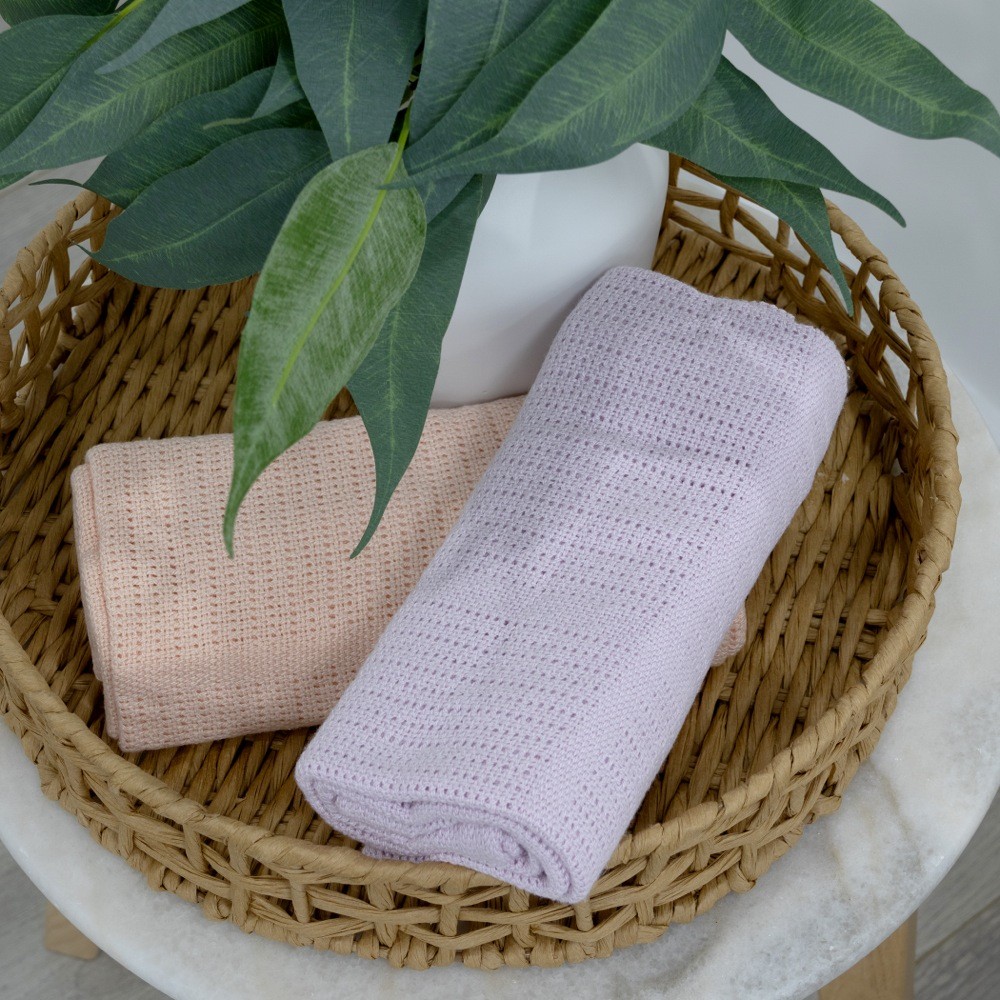 Bubba Nordic Cell Blanket Peach Lilac 2 Pack Baby Bunting AU