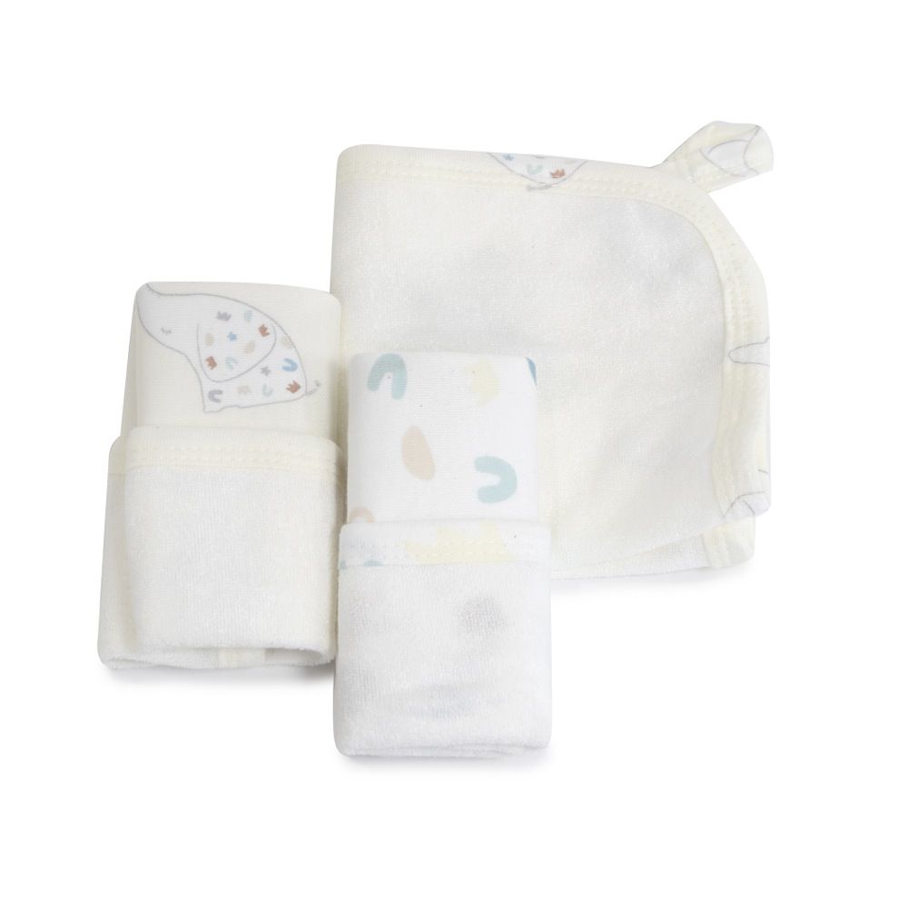 Bubba Bamboo Face Washer Sleepy Safari Vanilla 3 Pack | Baby Bunting AU