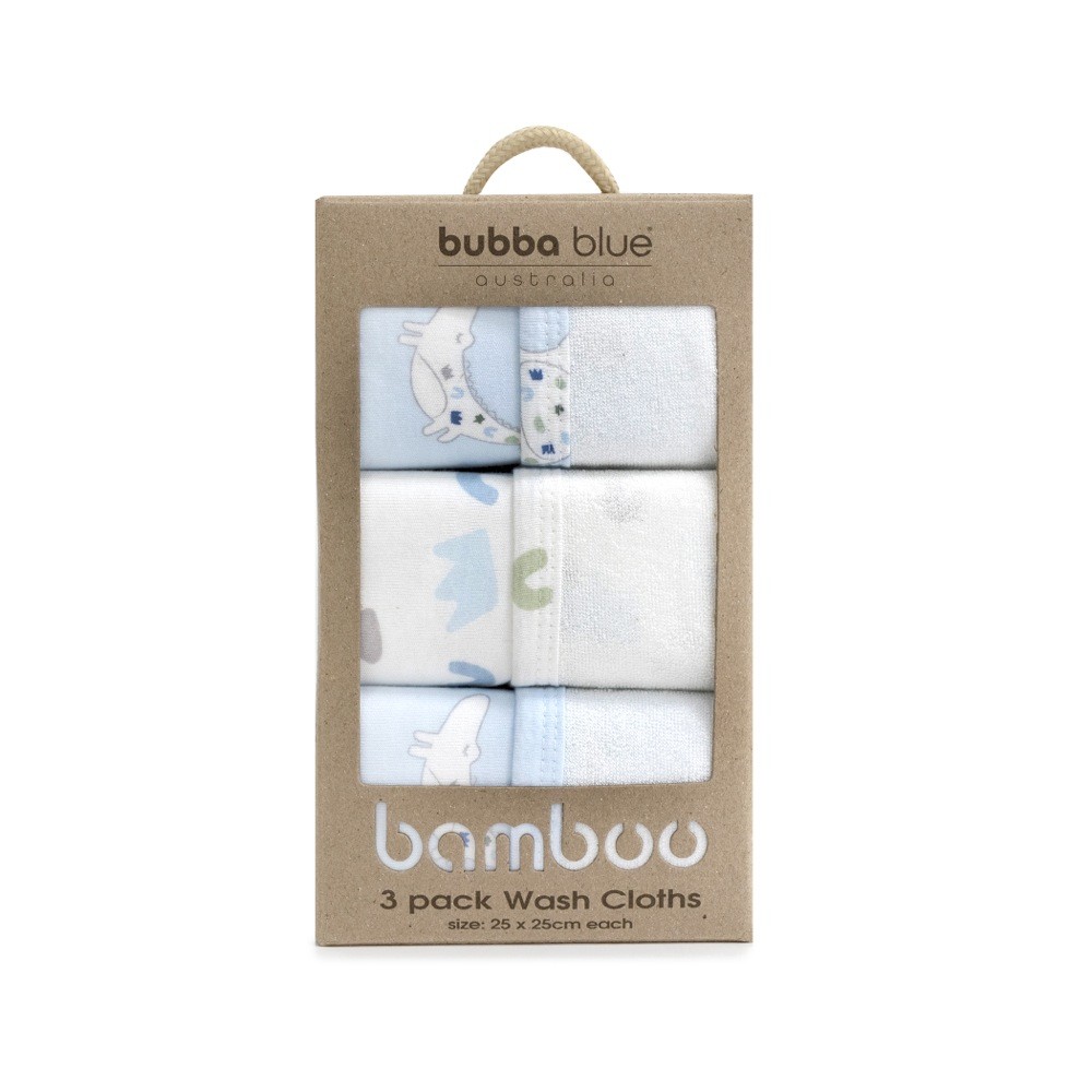Bubba Bamboo Face Washer Sleepy Safari Sky 3 Pack Baby Bunting AU