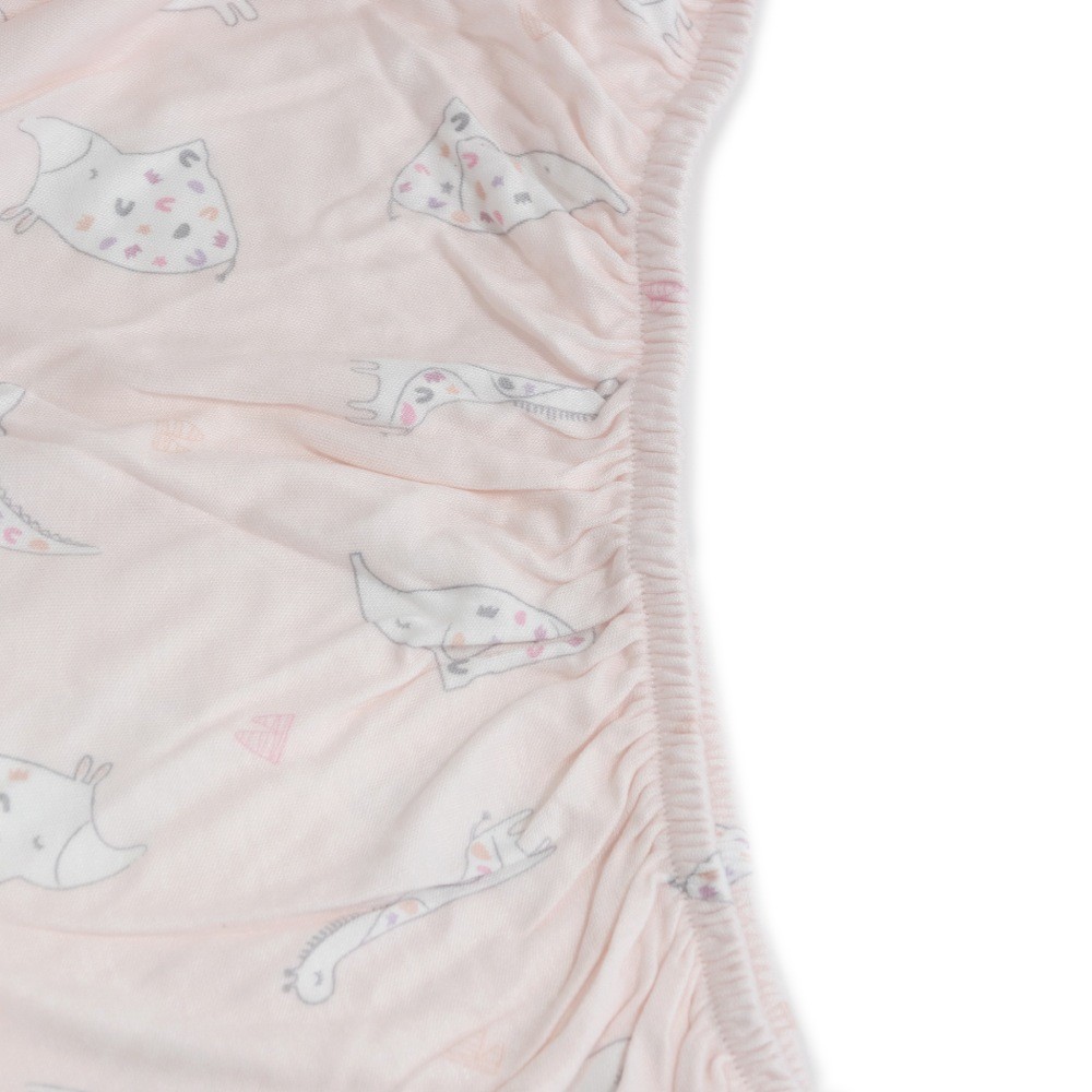 Bubba Bamboo Jersey Cot Fitted Sheet Sleepy Safari Blush Cot Baby