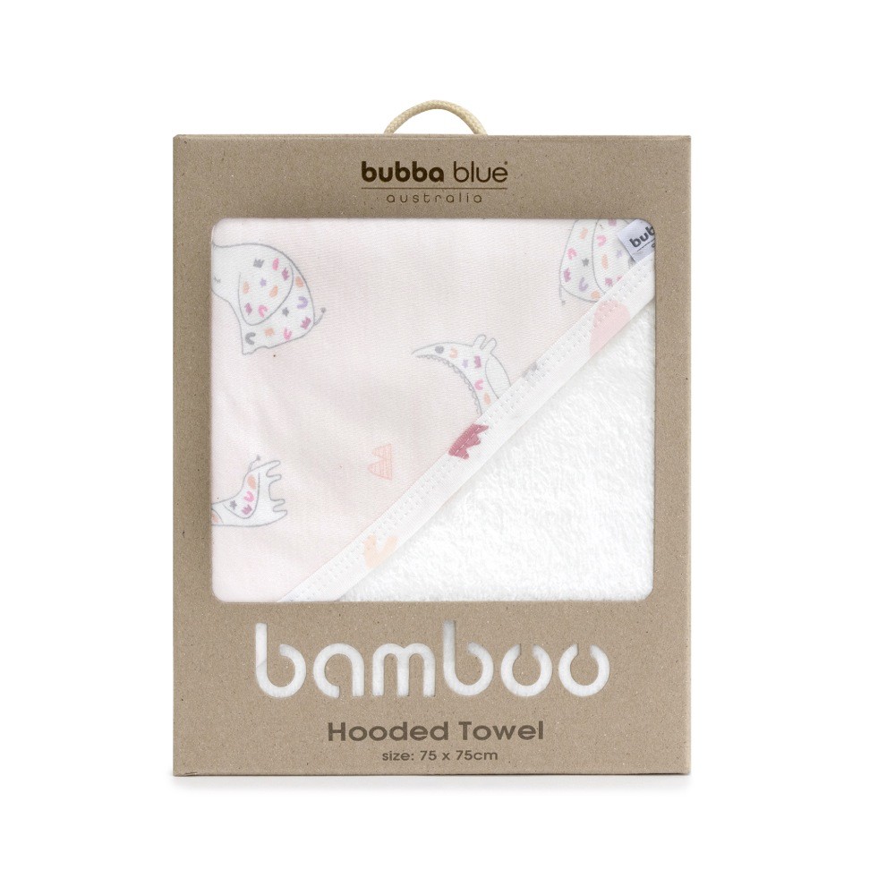 Bubba Bamboo Hooded Towel Sleepy Safari Blush | Hooded Towels | Baby ...