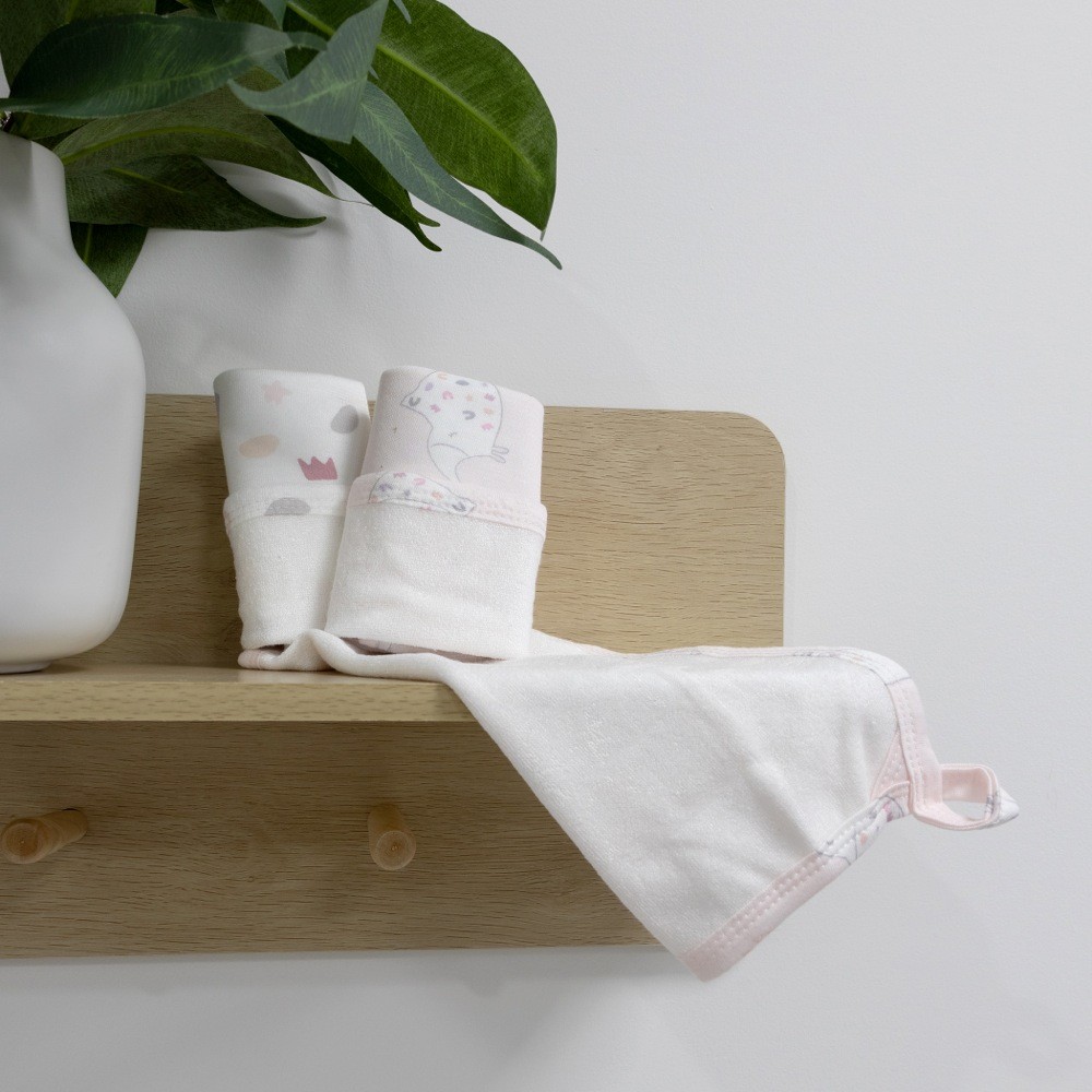 Bubba Bamboo Face Washer Sleepy Safari Blush 3 Pack Face Washers