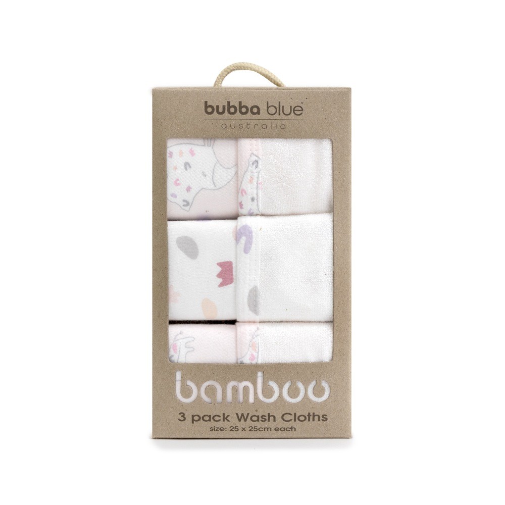 Bubba Bamboo Face Washer Sleepy Safari Blush 3 Pack Face Washers