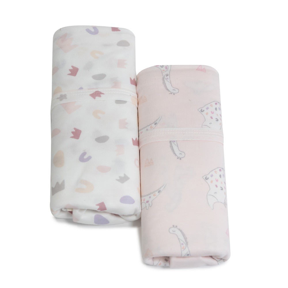 Bubba Bamboo Jersey Wraps Sleepy Safari Blush 2 Pack Wraps Baby
