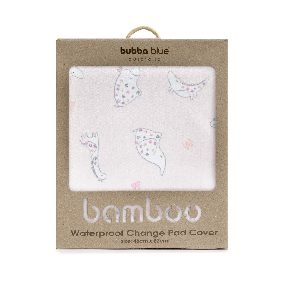 Bubba Bamboo Waterproof Change Mat Cover Sleepy Safari Blush