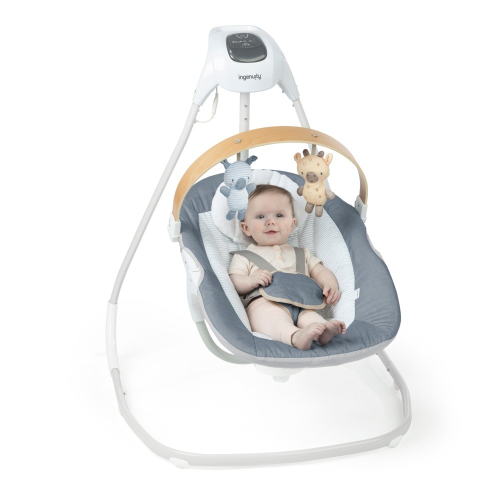 Ingenuity SimpleComfort Compact Swing Chambray Swings Baby Bunting AU