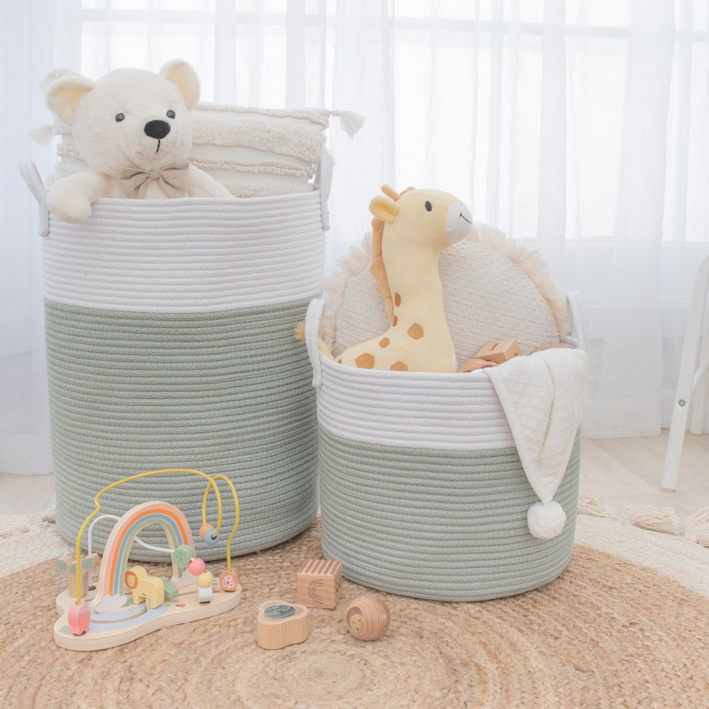 Living Textiles Cotton Rope Medium Hamper Sage/White | Storage | Baby ...