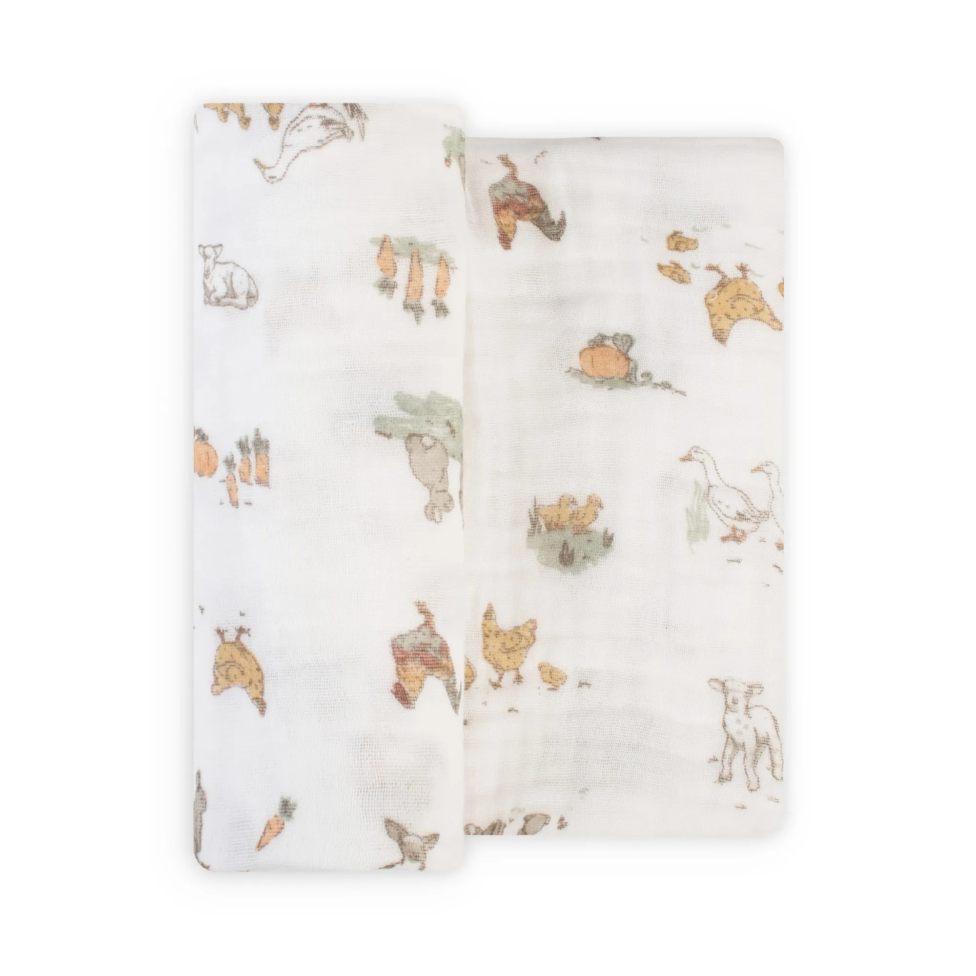 The Little Linen Co. Muslin Wrap Print Farmyard Lamb