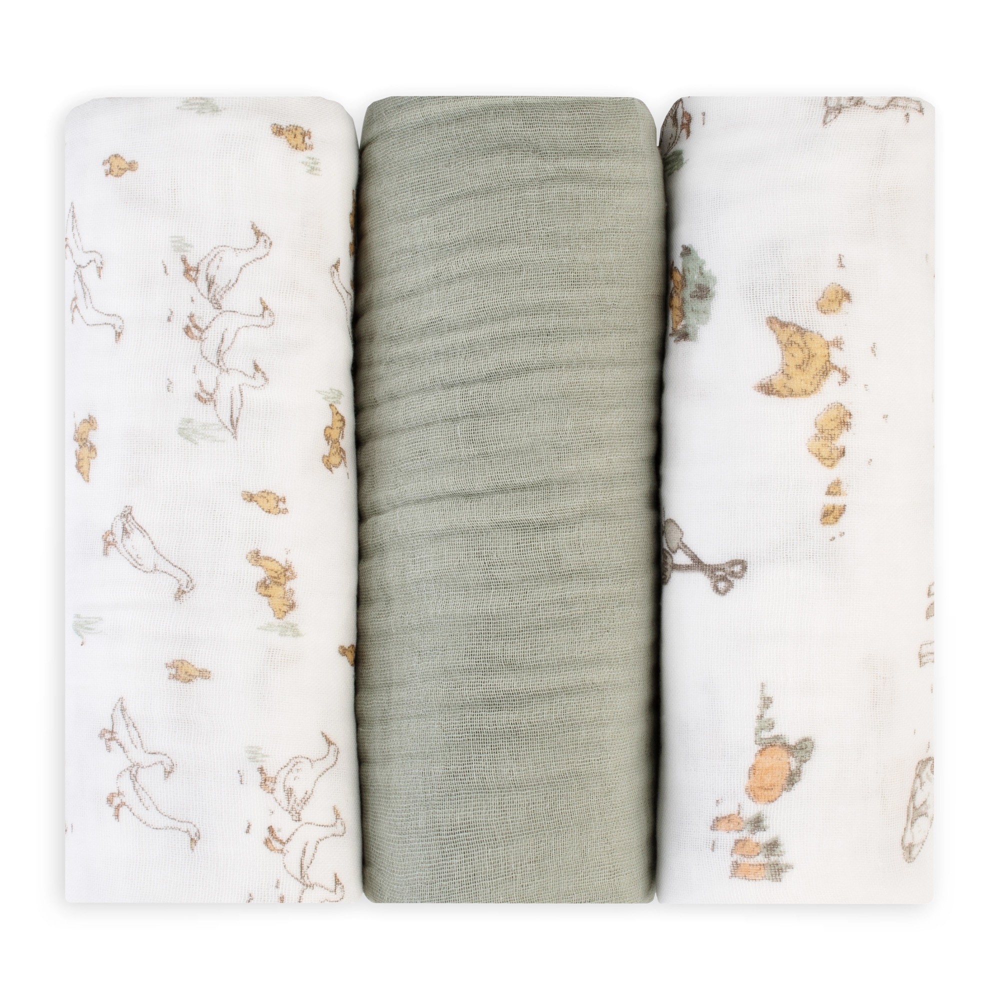 The Little Linen Co. Muslin Wrap Farmyard Lamb 3 Pack Wraps Baby