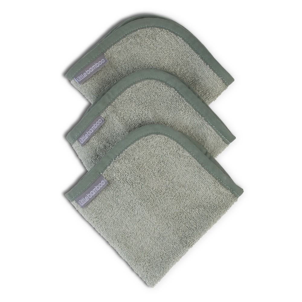 Little Bamboo Washer Bayleaf 3 Pack Face Washers Baby Bunting AU