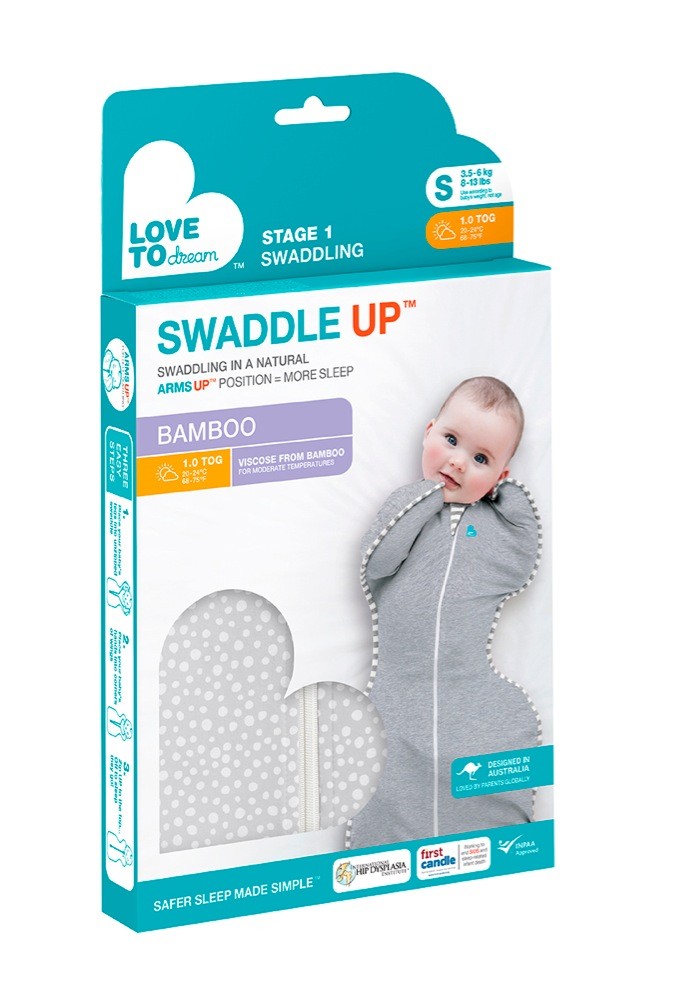 Love To Dream Swaddle Up Bamboo Original Wave Dot Grey 1 Tog Small ...