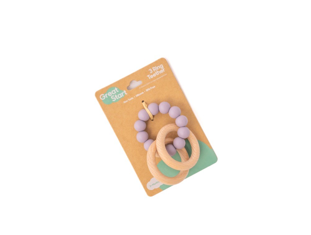 Great Start 3 Rings Teether Lavendar Interactive Toys Baby Bunting AU