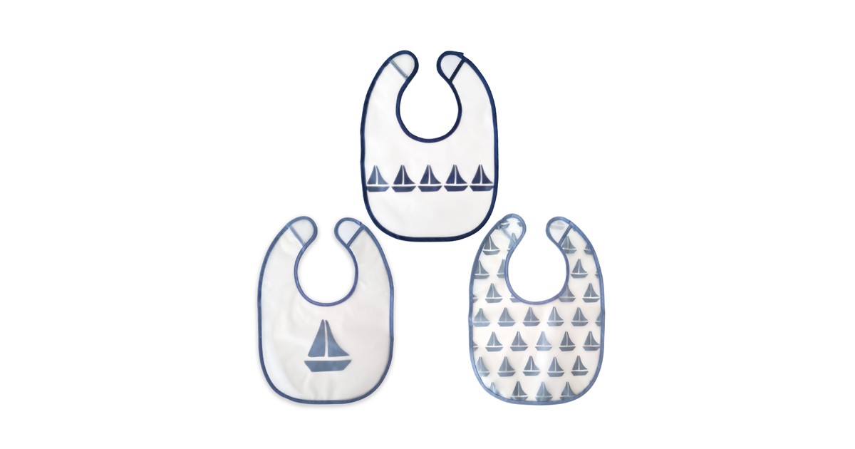 Sailboat Waterproof Baby Feeding Bib – Blue Sea Theme main image 0