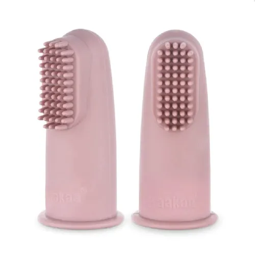 Haakaa Textured Silicone Finger Toothbrush Blush Baby Bunting AU