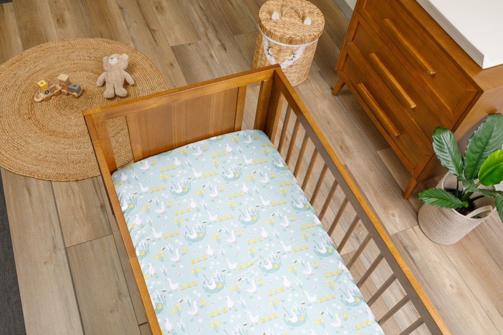 4Baby Flannel Cot Fitted Sheet Duckling Green Cot Baby Bunting AU