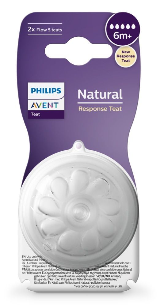Philips Avent Natural Response Nipple 2x Flow 5 Nipples 6M+