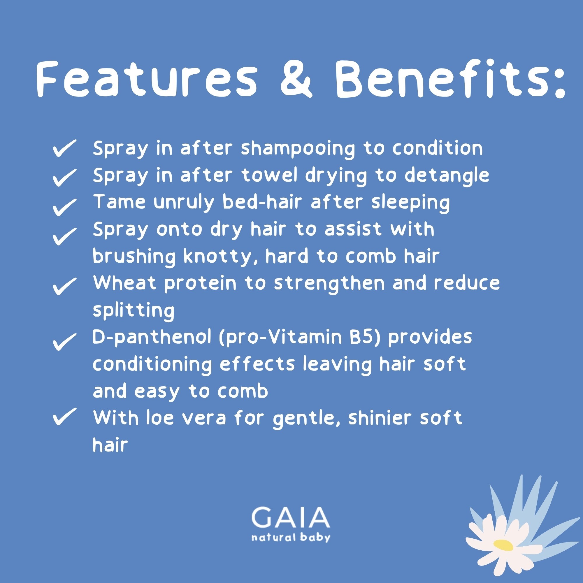 Gaia Natural Baby Hair Detangler 200Ml Bathtime Baby Bunting AU