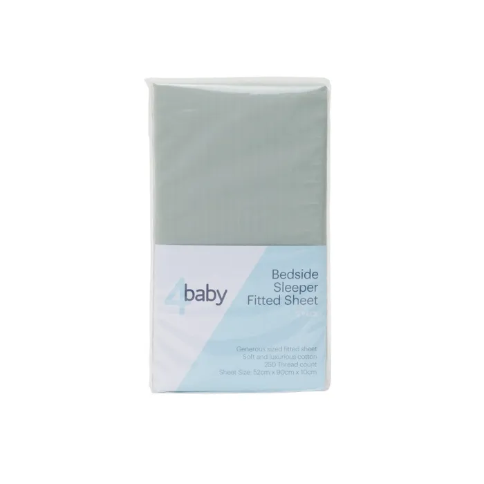 4Baby Bedside Sleeper Fitted Sheet Percale Sage 2 Pack