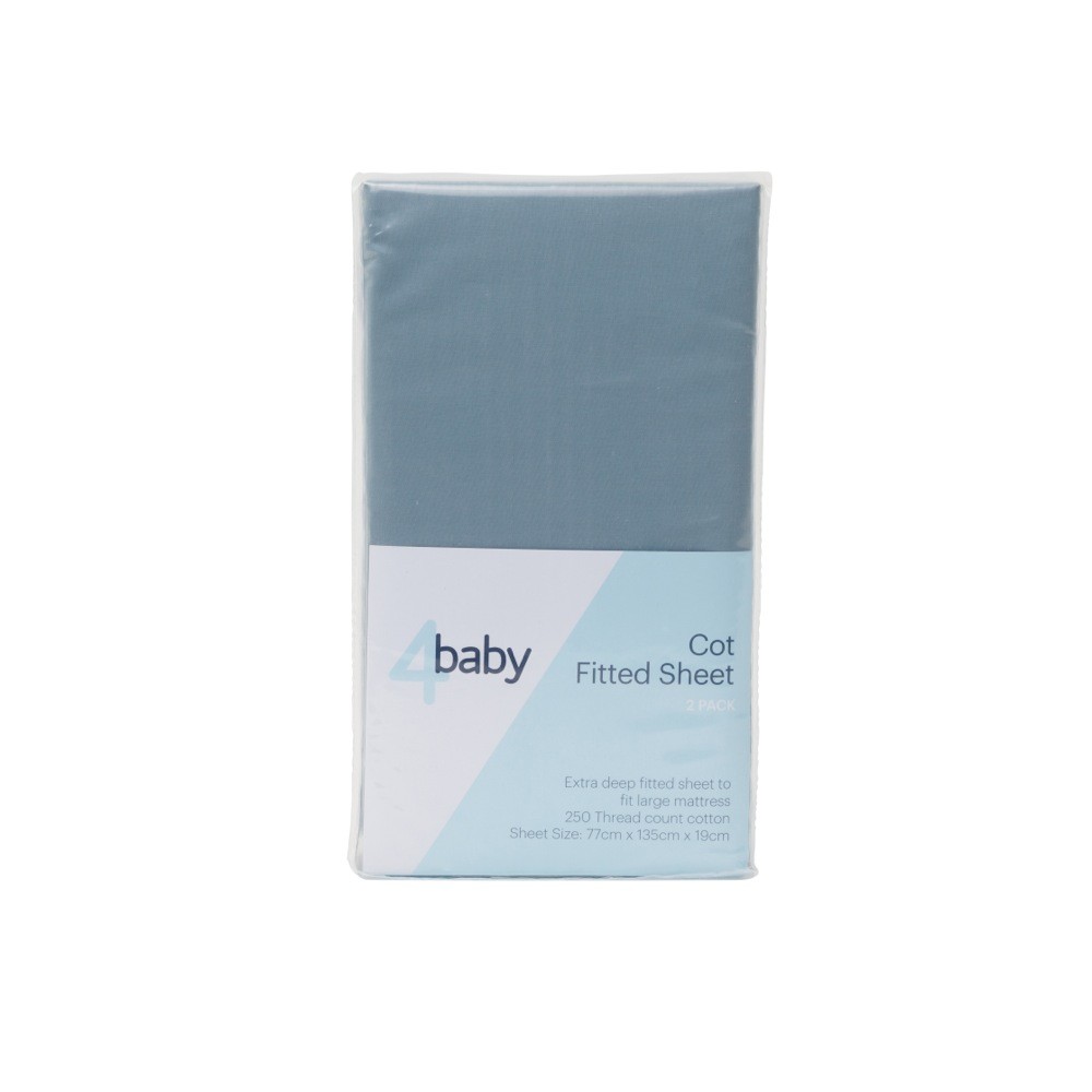 4Baby Cot Fitted Sheet Percale Duck Egg 2 Pack Cot Baby Bunting AU