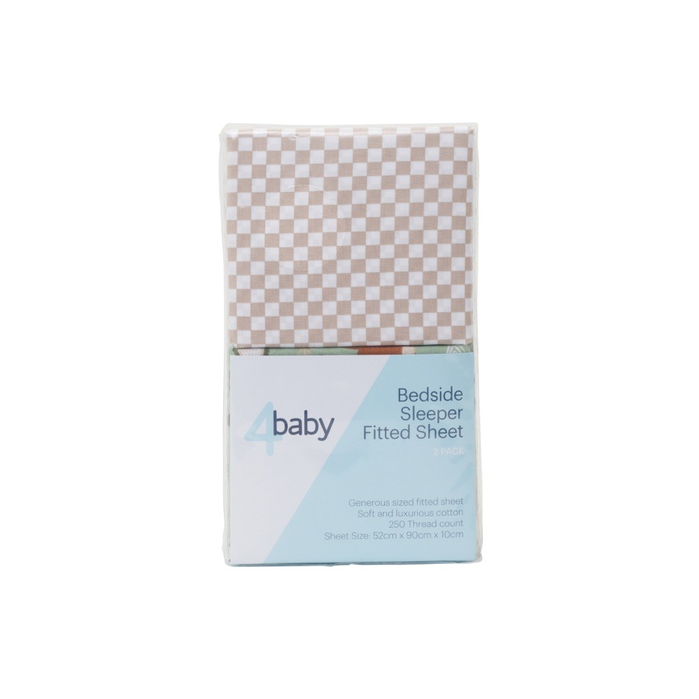 4Baby Bedside Sleeper Fitted Sheet Percale Fox And Friends 2 Pack Cradle Baby Bunting AU
