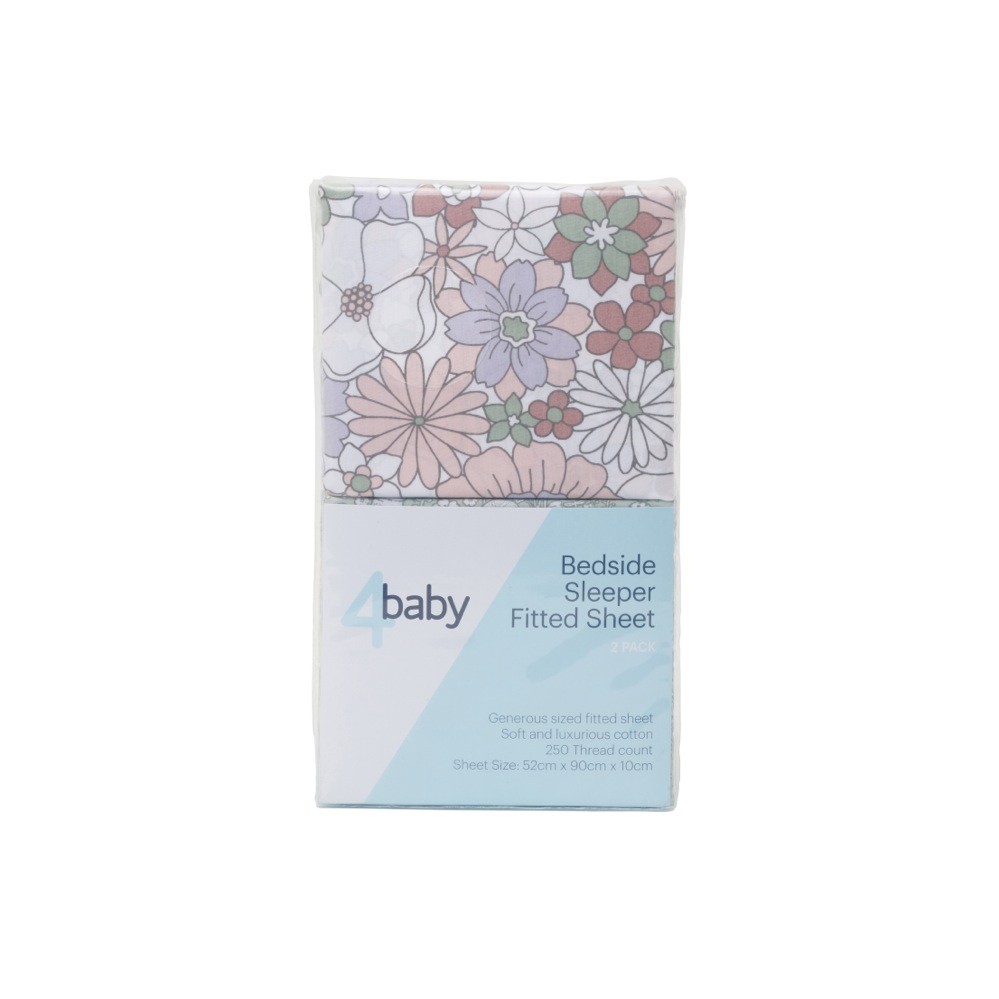 4Baby Bedside Sleeper Fitted Sheet Percale Forest Rabbit 2 Pack Cradle Baby Bunting AU
