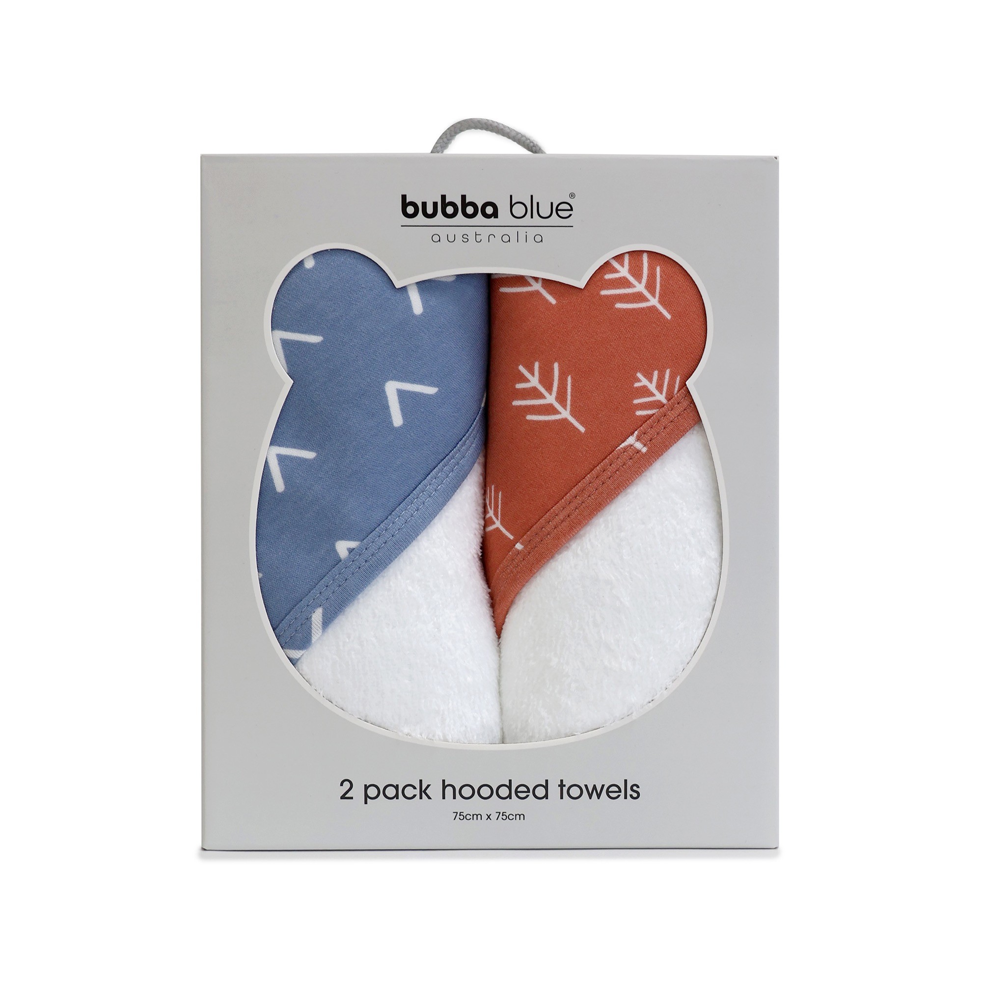 Bubba Blue Nordic Hooded Towel Denim/Clay Size 2 Pack Hooded Towels