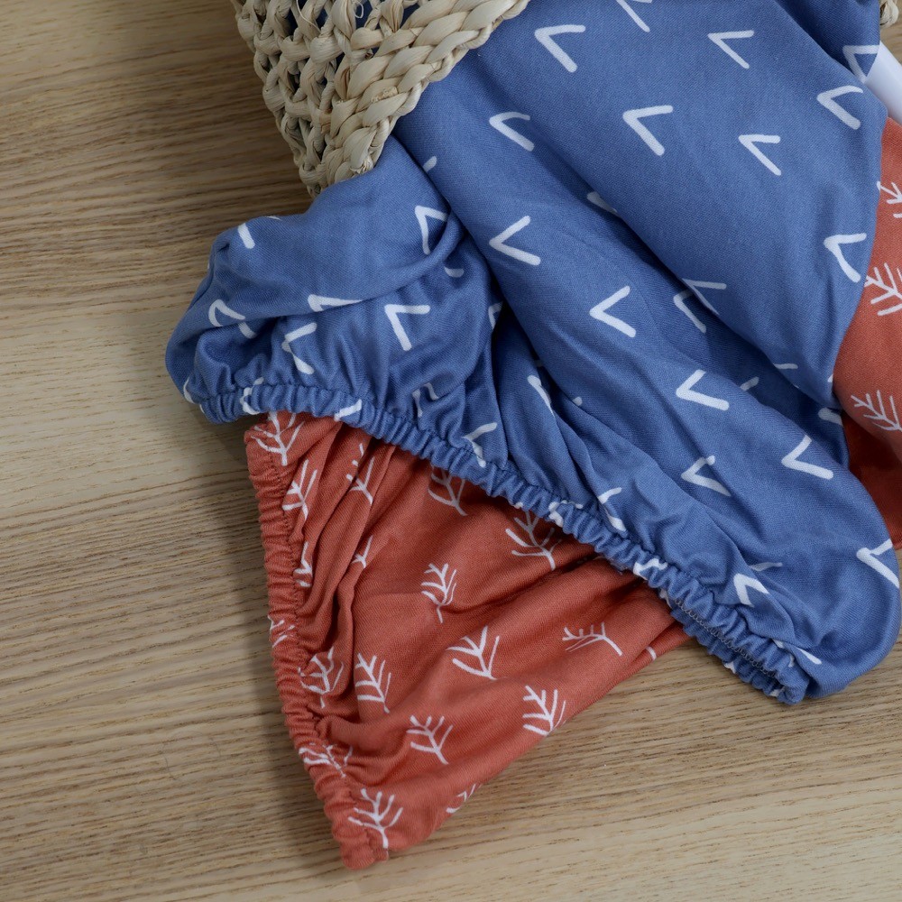 Bubba Blue Nordic CoSleeper Fitted Sheet Denim/Clay Size 2 Pack