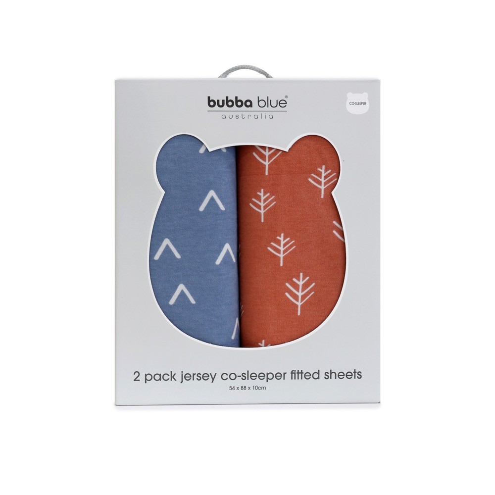 Bubba Blue Nordic CoSleeper Fitted Sheet Denim/Clay Size 2 Pack