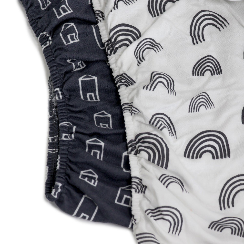 Bubba Blue Nordic CoSleeper Fitted Sheet Charcoal/White Size 2 Pack