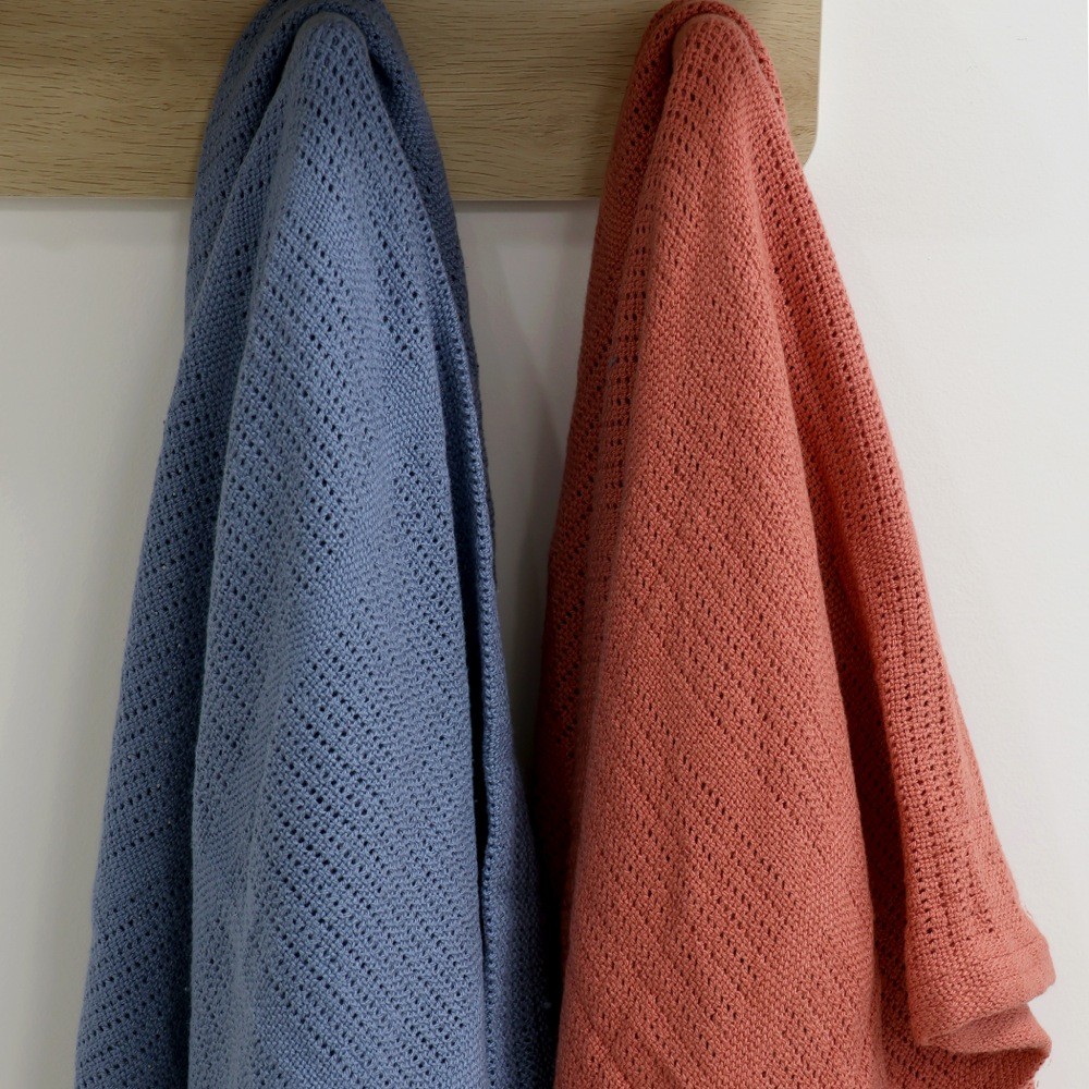 Bubba Blue Nordic Cellular Blanket Denim/Clay Size 2 Pack Cot Baby