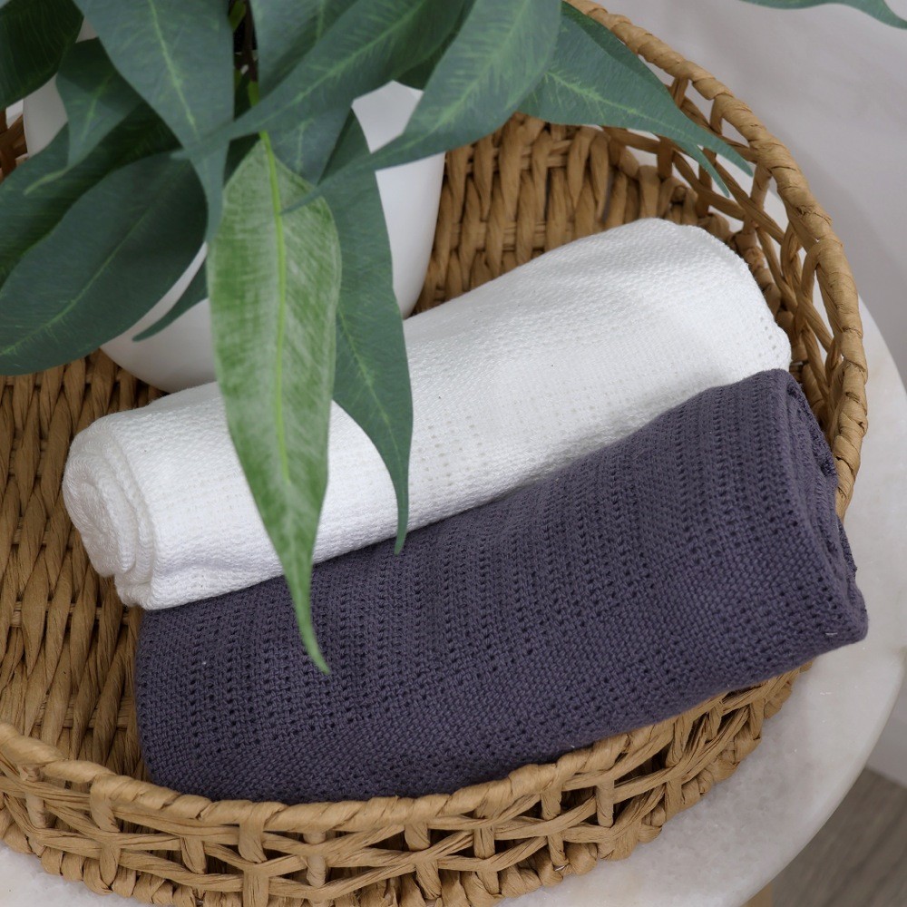 Bubba Blue Nordic Cellular Blanket Charcoal/White Size 2 Pack Cot