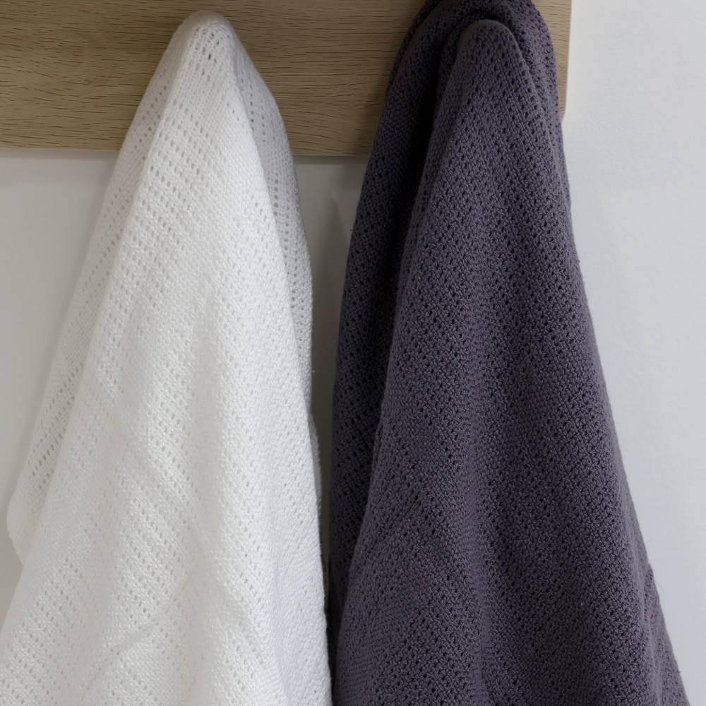 Bubba Blue Nordic Cellular Blanket Charcoal/White Size 2 Pack Baby