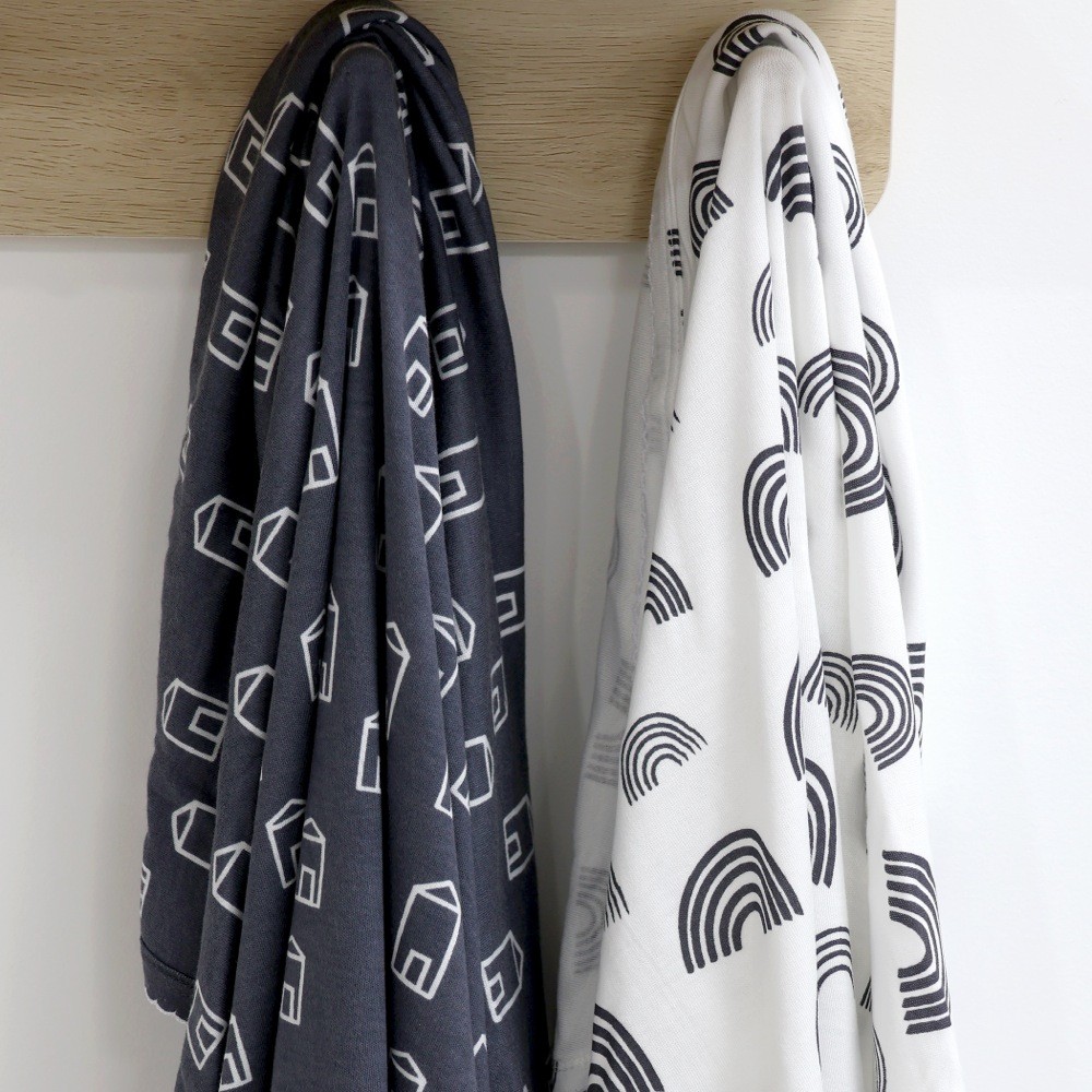 Bubba Blue Nordic Jersey Swaddle Wrap Charcoal/White Size 2 Pack