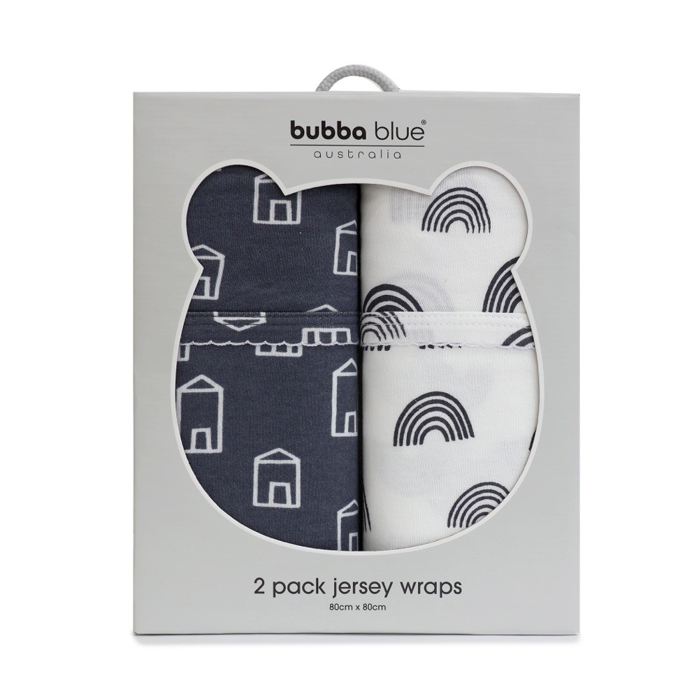 Bubba Blue Nordic Jersey Swaddle Wrap Charcoal/White Size 2 Pack