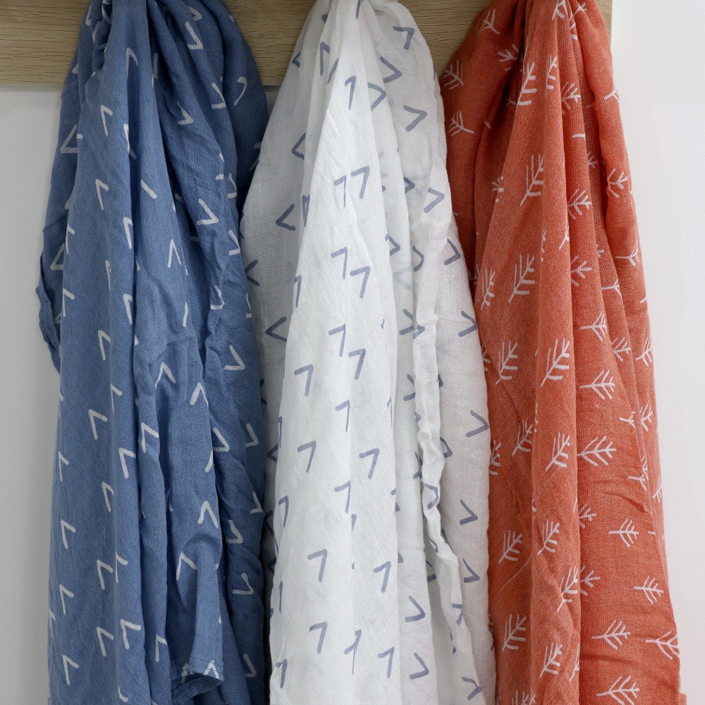 Bubba Blue Nordic Muslin Swaddle Wrap Denim/Clay Size 3 Pack Wraps