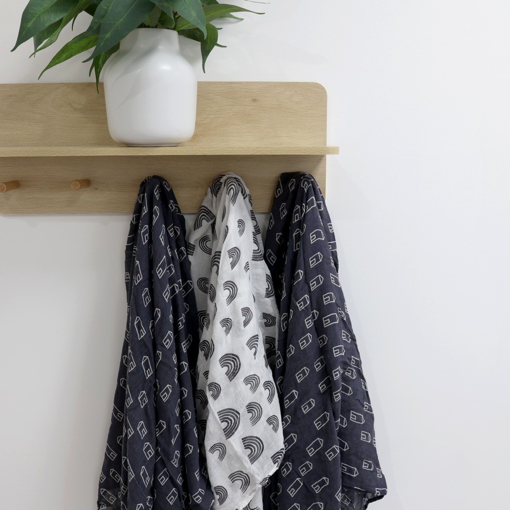 Bubba Blue Nordic Muslin Swaddle Wrap Charcoal/White Size 3 Pack