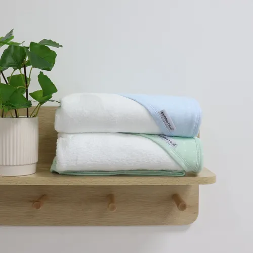 Bubba Blue Confetti Hooded Towel Blue/Sage Size 2 Pack | Baby Bunting NZ