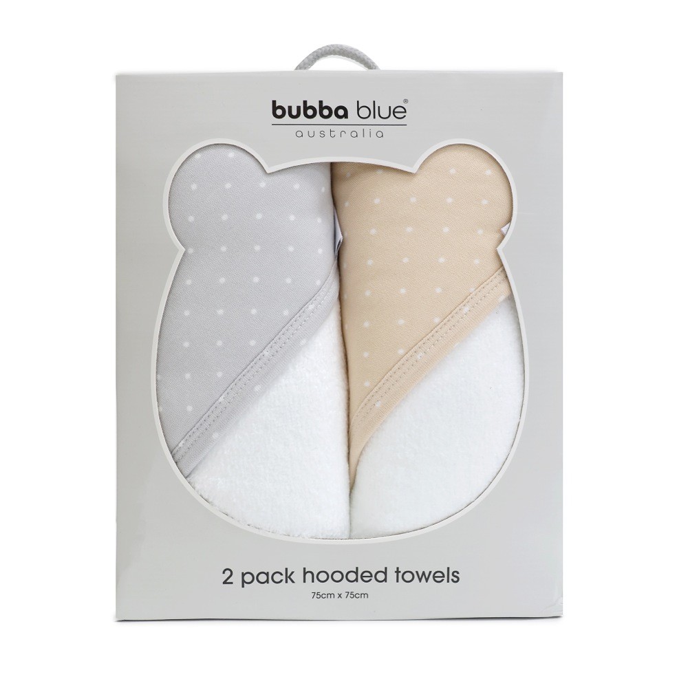 Bubba Blue Confetti Hooded Towel Grey/Taupe Size 2 Pack Hooded Towels