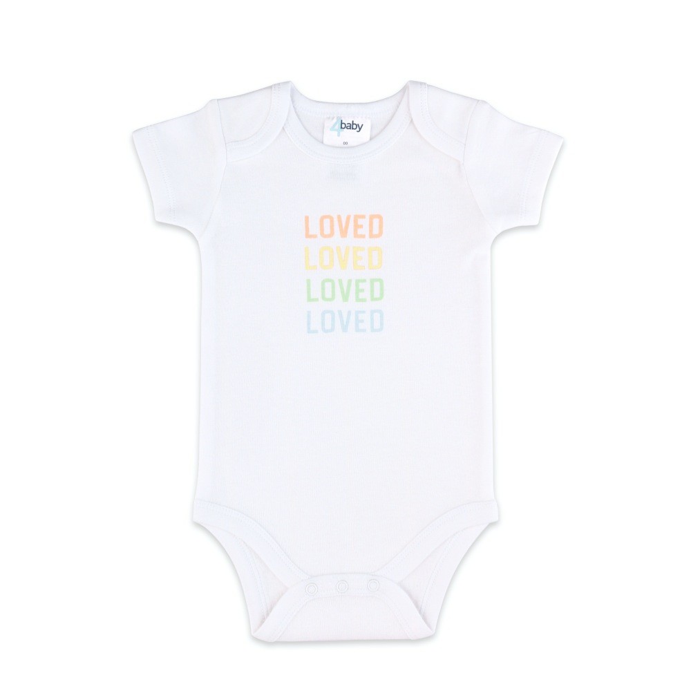 4baby Slogan Short Sleeve Bodysuit Loved Size 0